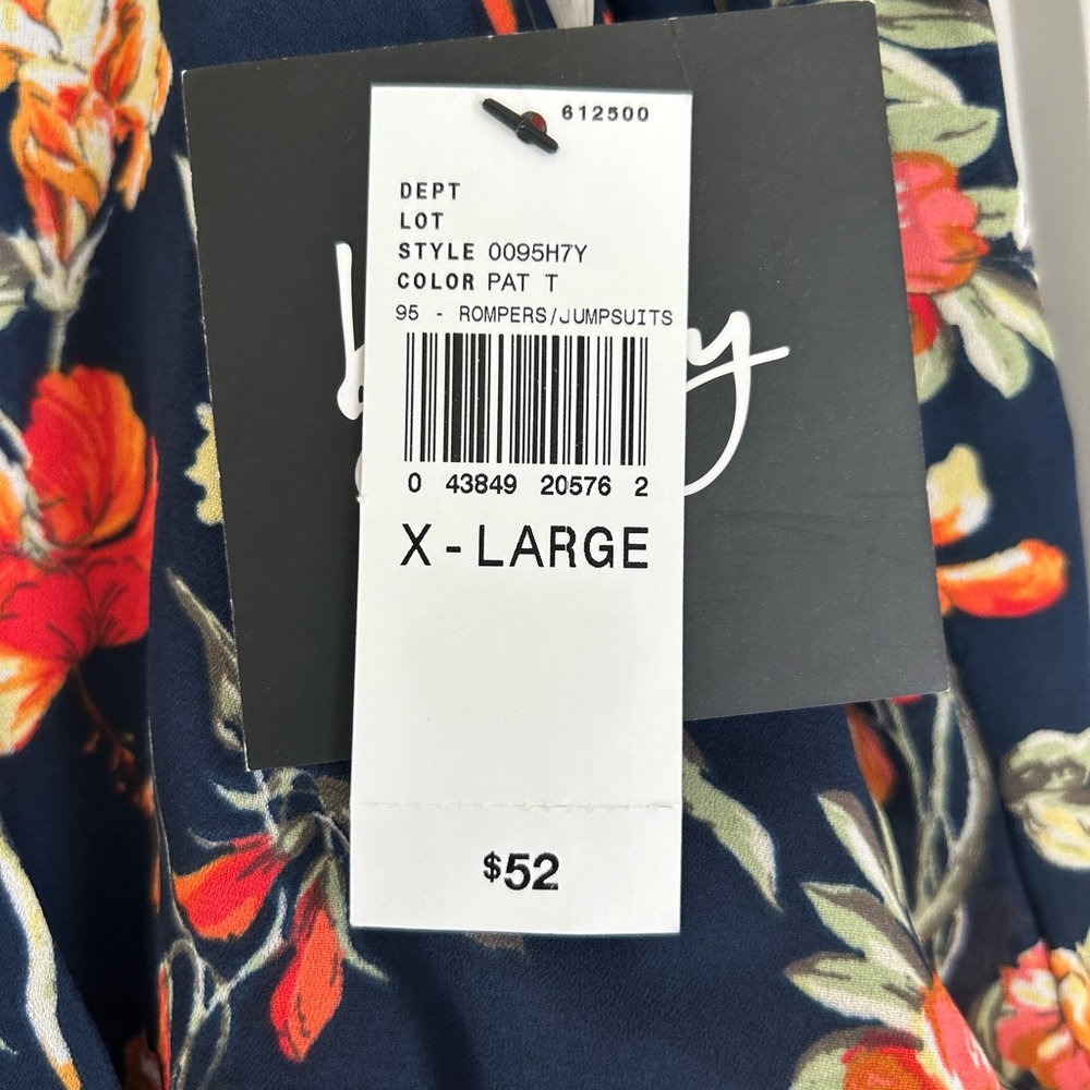 XL By & By Navy blue with flowers romper.
